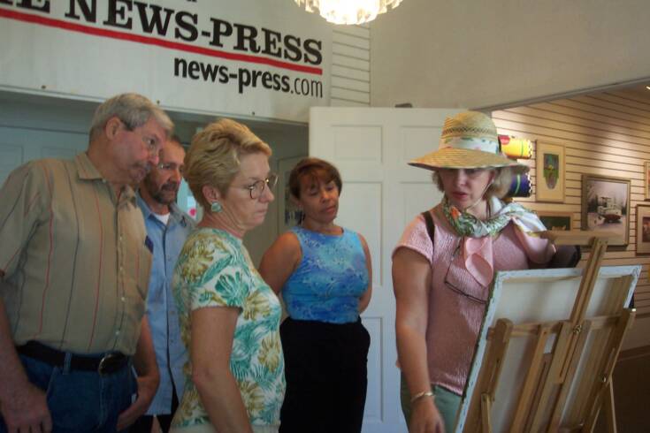 With students at the Cape Coral Art League